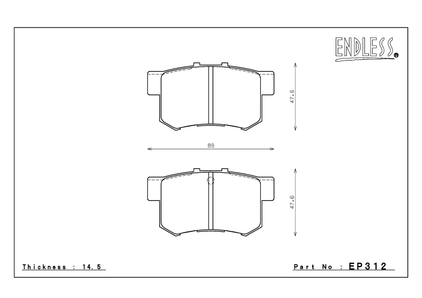Тормозные колодки Endless Y-Sports EP312*I (R389) Honda Accord CL1 CL7 CL9 фото 2